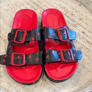 Betsey Johnson Black and Red Cherry Sandals